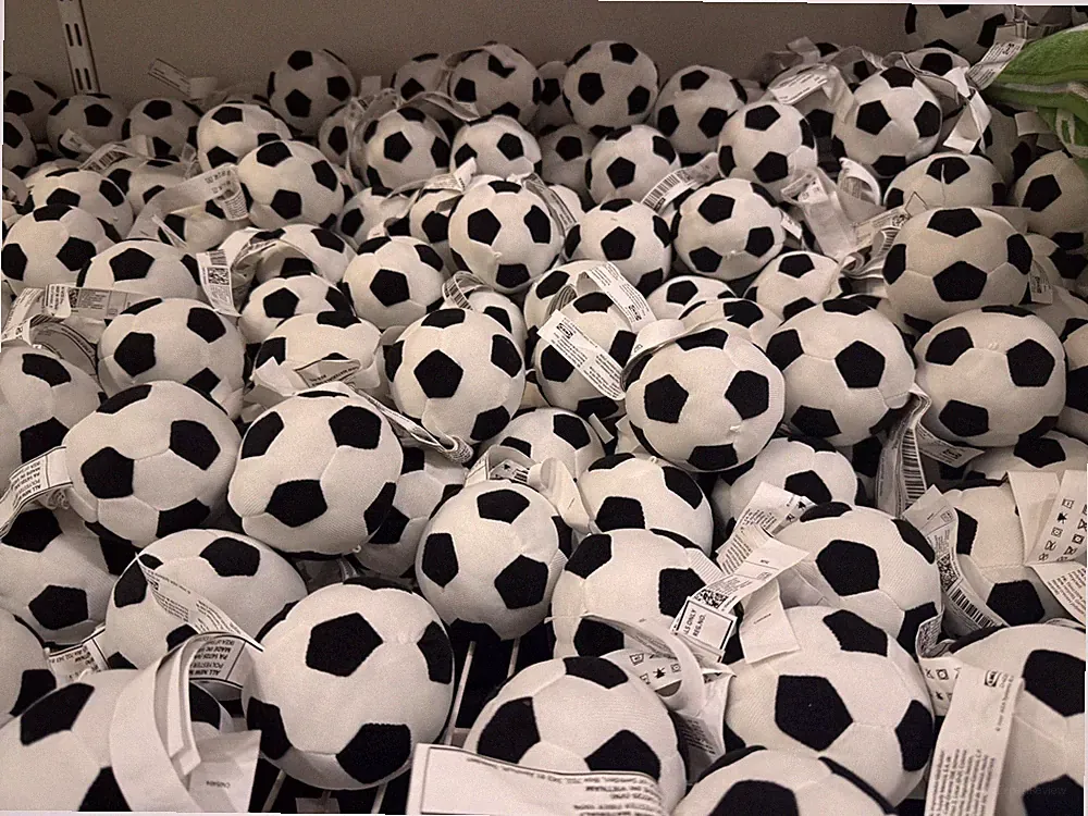 IKEA Black White Plush Soft Toy Soccer Ball 3.5" New 806.246.07