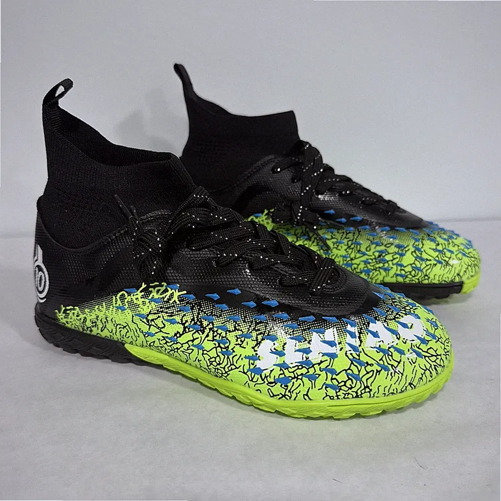 Indoor Soccer Cleats NEW Neon Green Blue Black YOUTH Size 35 US 3-3.5.5