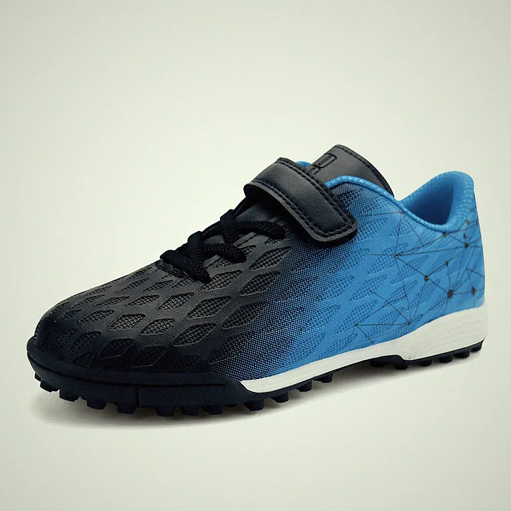 Indoor Soccer Shoes Boys Girls Soccer Cleats Athletic Turf Shoes (12,Black Blue)