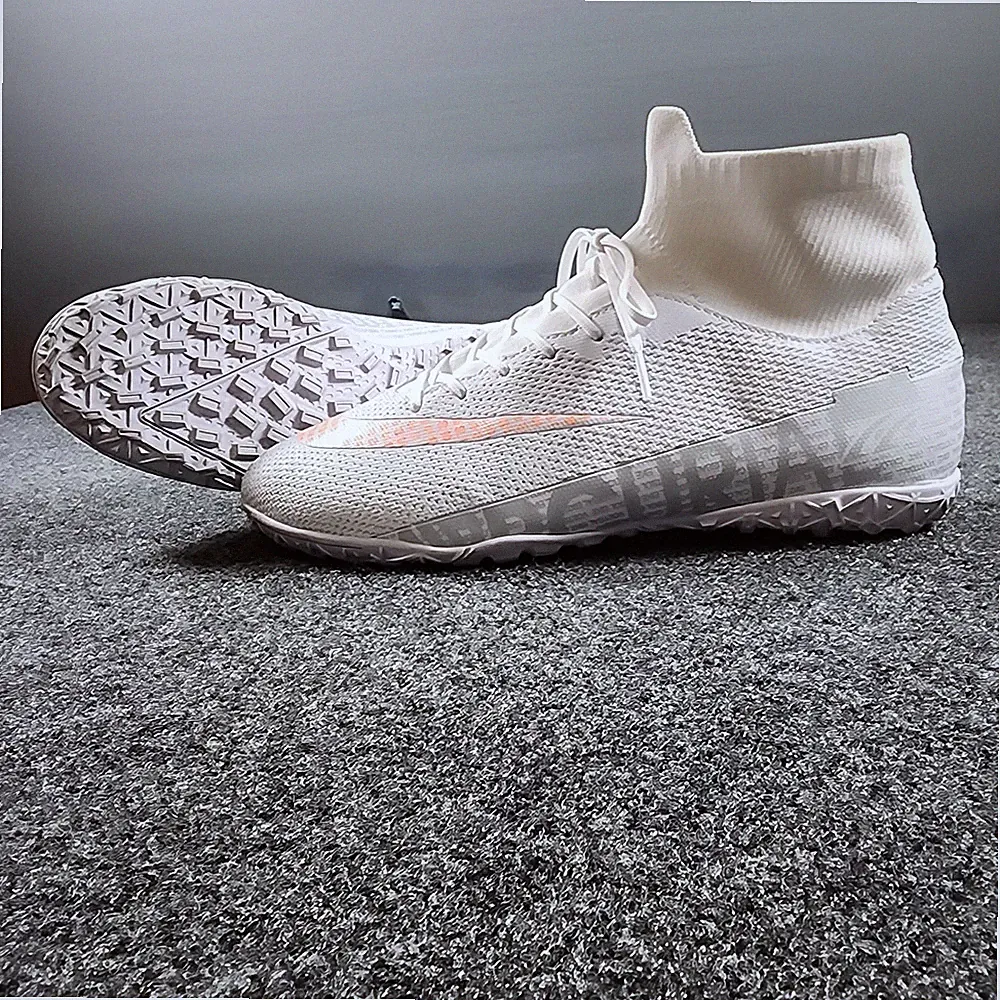 Indoor Soccer Turf Shoes Womens 42 White Orange High Top Cleats