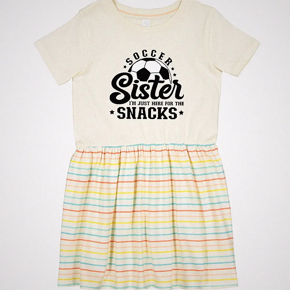 Inktastic Soccer Sister - I'm Just Here For The Snacks Toddler Dress Girls