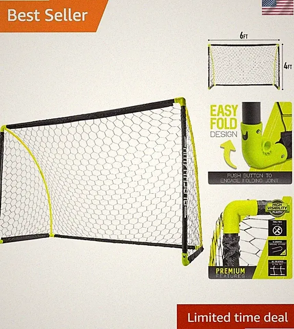 Insta-Set Blackhawk Soccer Goal 6' x 4' - Snap-Lock Stability for Young Players