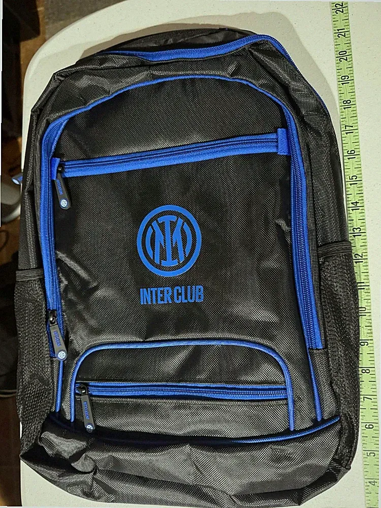 Inter Club Backpack Black Blue Multi Pocket Soccer School Bag