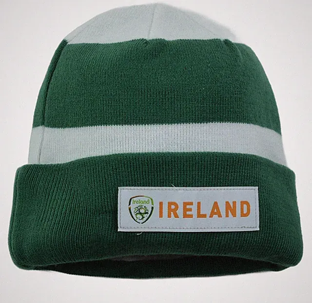 Ireland International Football Team FAI Green & White Knit Winter Soccer Beanie