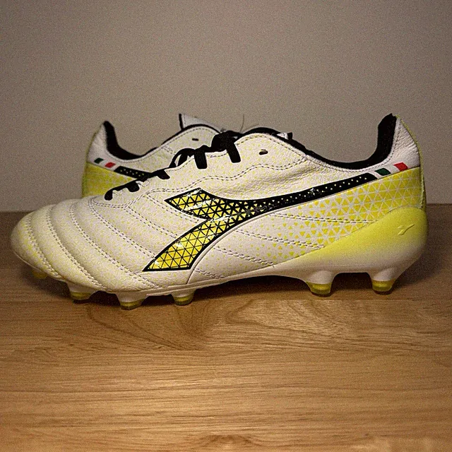 ITALY NEW Diadora Brasil Elite TECH GR ITA LPX Soccer Cleat 8 White/Yellow C5702