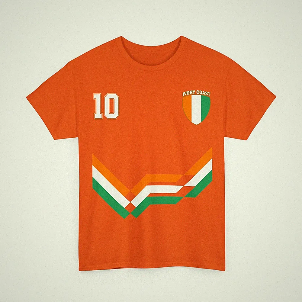 Ivory Coast Soccer Shirt, Ivory Coast Number 10 Soccer Jersey Style Shirt