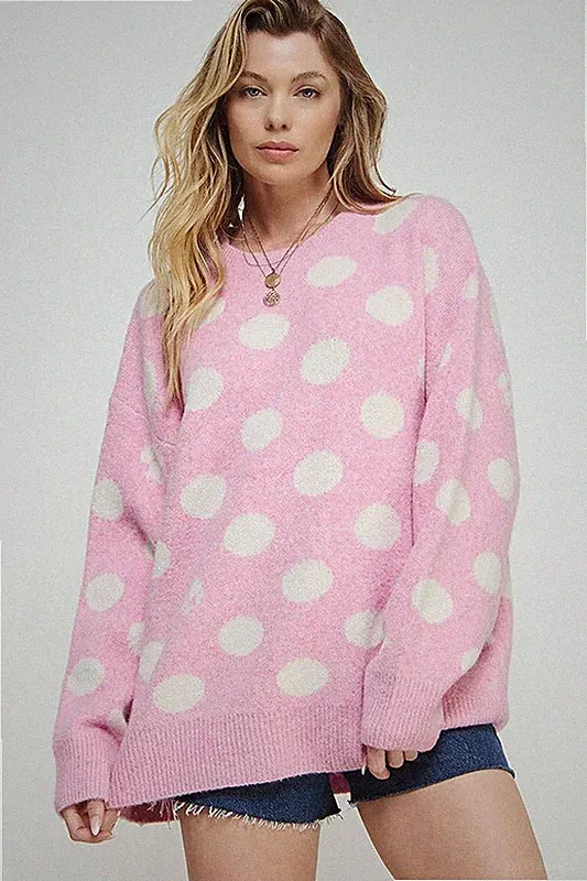 JADE BY JANE POLKA DOT/SOCCER BALL KNIT SWEATER