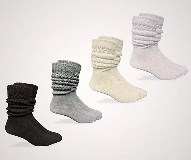 Jefferies Socks Mens Slouch Scrunch Thick Heavy Cotton Knit Crew Socks 3 Pair