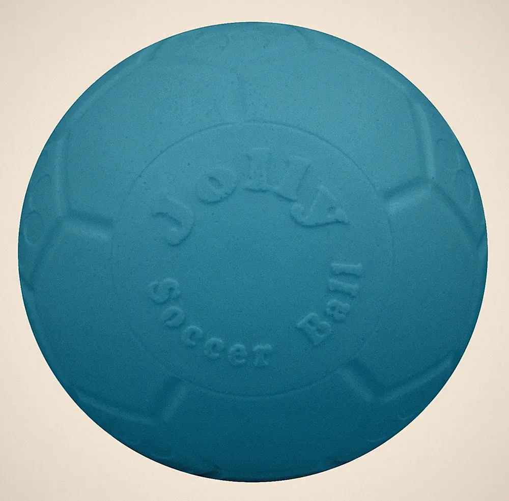 Jolly Pets Soccer Ball Blue 8 inch Unscented Rubber Chew Toy for Dogs