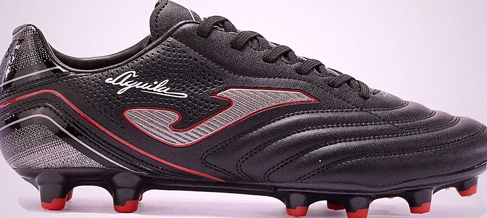 Joma Aguila 2301 Black Red Firm Ground Soccer Cleats FG Multi‑Stud Football Boot
