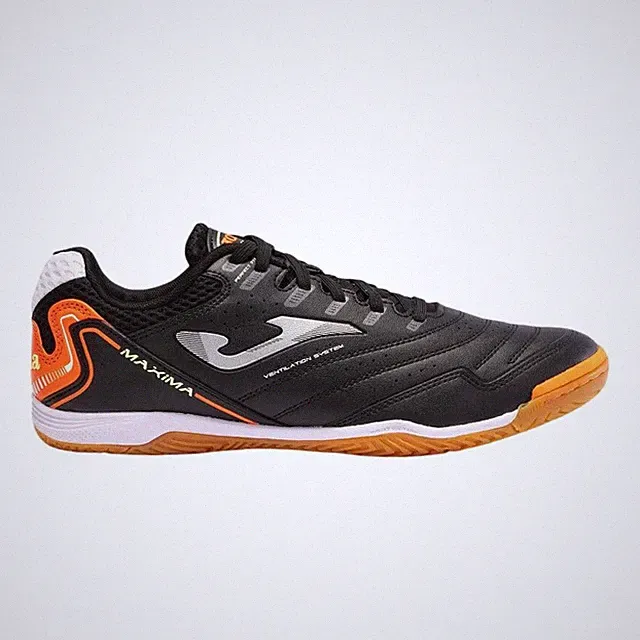 Joma Maxima Men's Indoor Soccer Shoes Futsal Sneakers 12, Black/Orange
