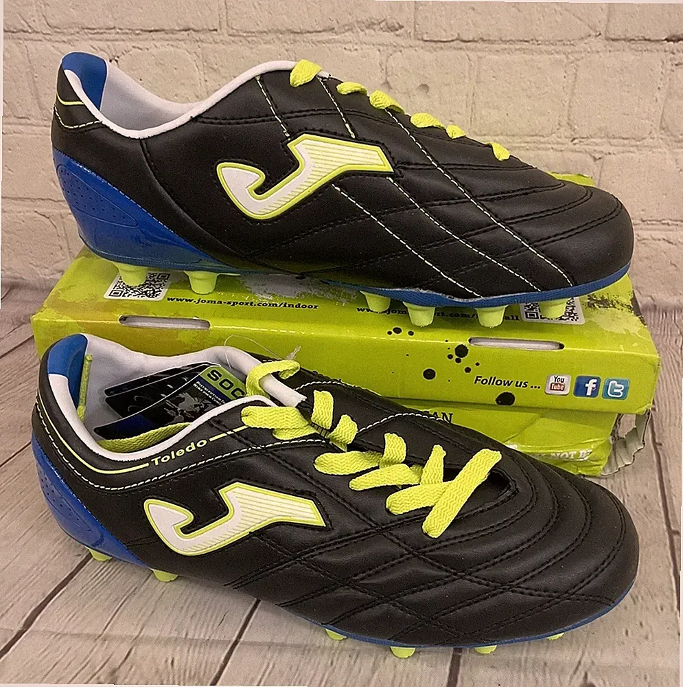 Joma Toledo 201 Pis Multitaco Youth Soccer Cleats Black Yellow Blue US Size 5.5