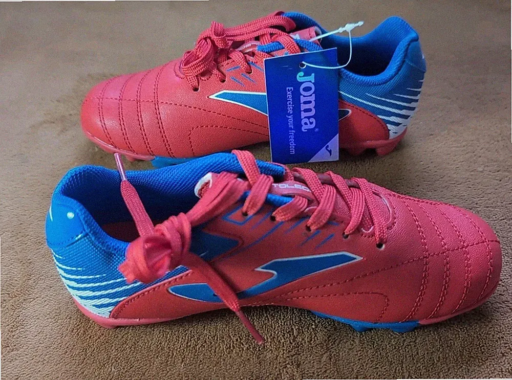 Joma Toledo Kids 24 Turf Soccer Shoes-Red/Royal-13.5C
