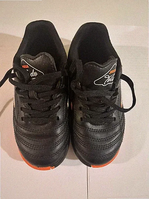 Joma Toledo Kids Soccer Shoes Black/Orange Synthetic Leather Turf Boots Size 9C