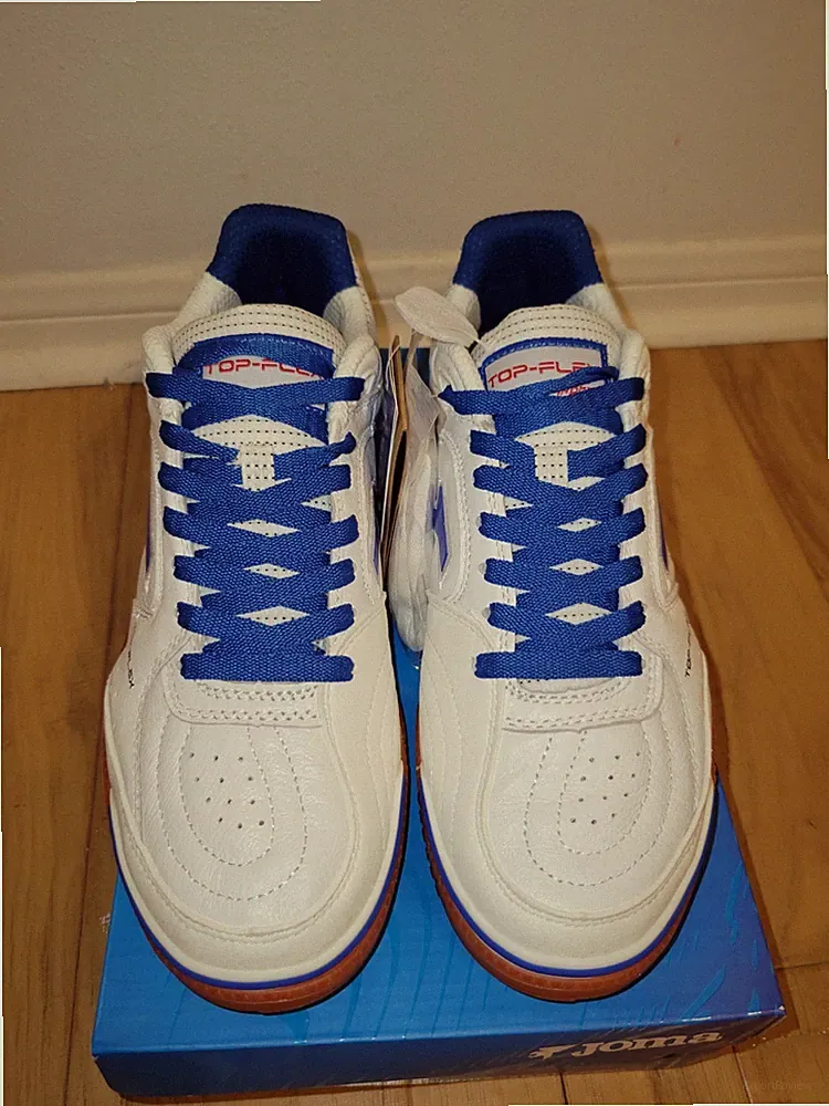 Joma Top Flex Men’s Indoor Soccer Shoes Low Top Lace-Up White/Blue TOPS2122IN
