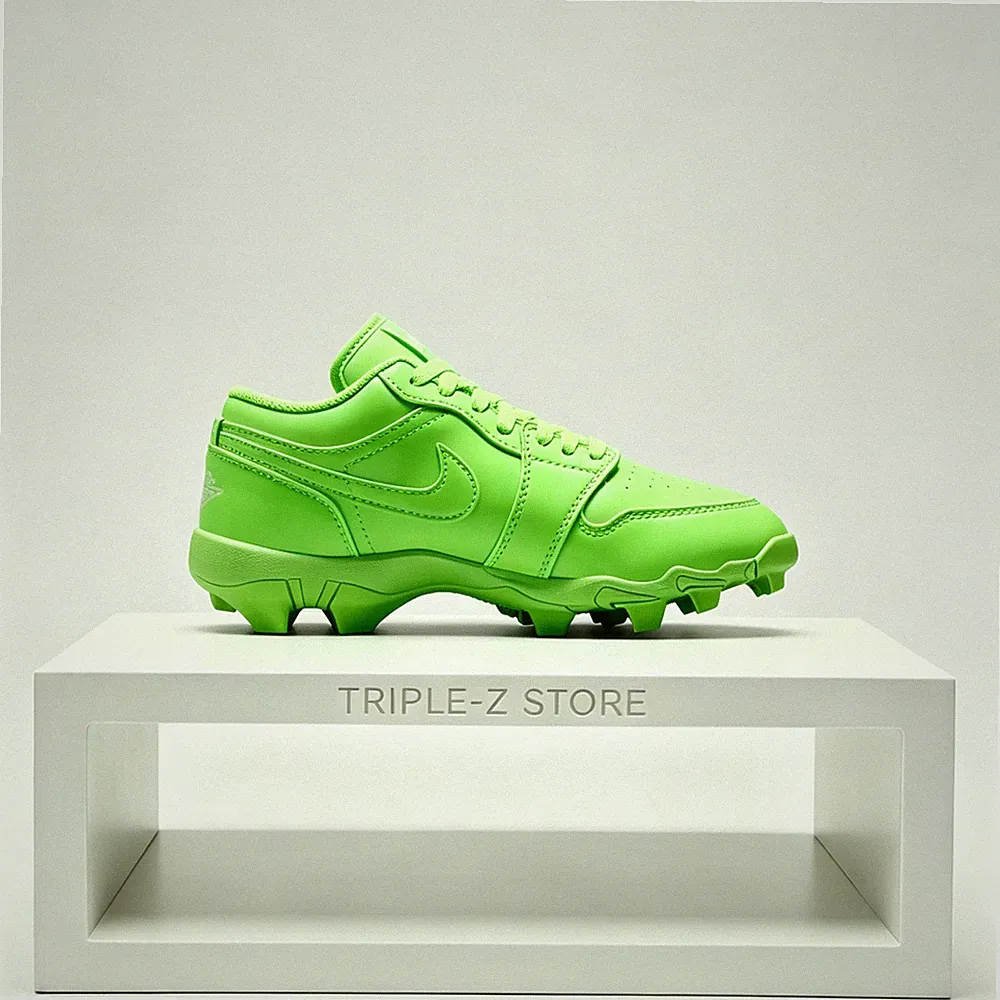 Jordan 1 Low Cleats Electric Green White Little/Big Kids' (GS) Size 10C - 6Y