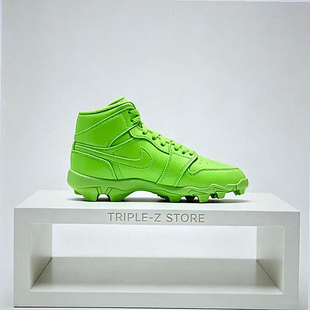 Jordan 1 Mid Cleats Electric Green White Little/Big Kids' (GS) | Size 10C - 6Y
