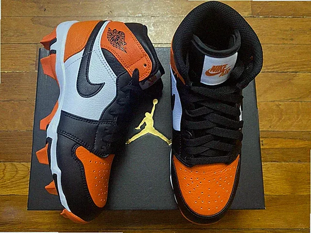Jordan 1 Mid Cleats Starfish Orange Black White GS -✅SHIP TODAY