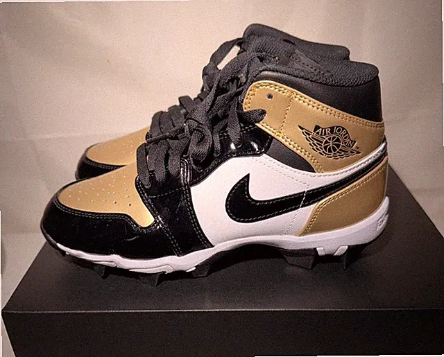 Jordan 1 Mid "Metallic Gold/Black/White" Youth'' Multisport Cleats - HF6883-701