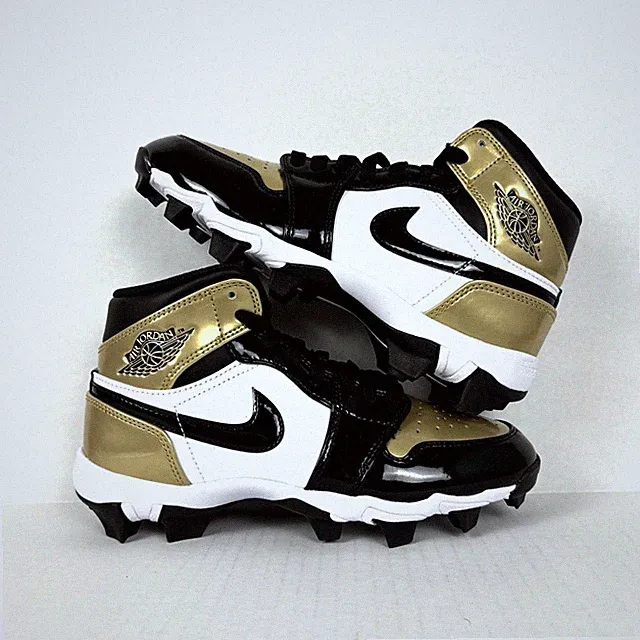 Jordan 1 Mid Multisport Cleat Gold Football Baseball HF6883-701 Youth Size 5Y