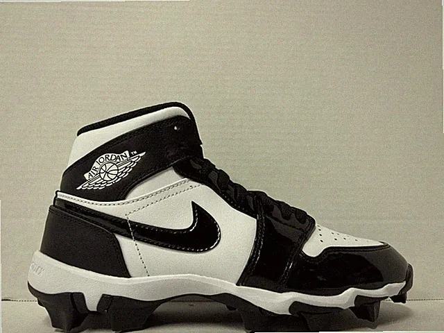 Jordan 1 Mid Youth Cleat White Black Black HF6883-101 Size 5y