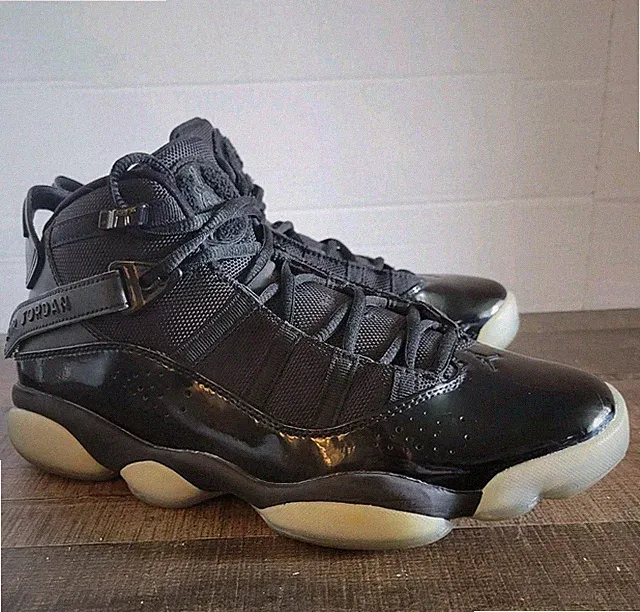 Jordan 6 Rings Black Ice Men Size US 8 Patent Leather Basketball 322992-011
