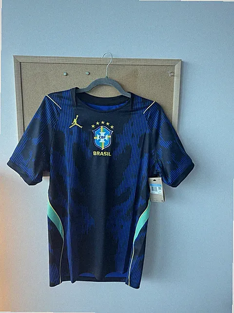 Jordan Brazil National Team Soccer Jersey Blue/Black Short Sleeve