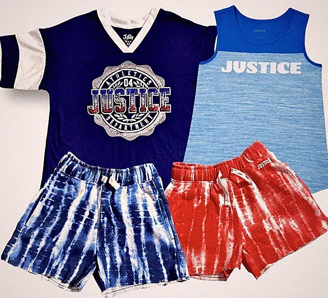 JUSTICE Girls XSmall 5/6 Outfit Set Sequin Jersey Tee, Tank Top + 2 Shorts XS