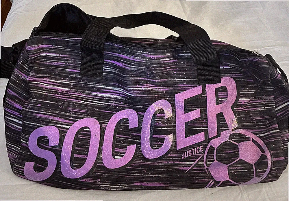 Justice Purple & Black Soccer Bag