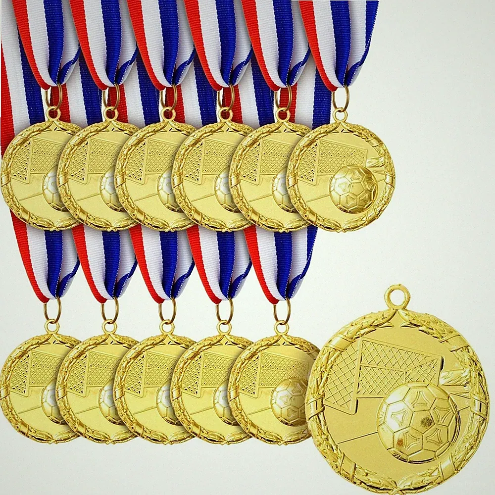 Juvale Soccer Medals - 12-Pack, 2-Inch Gold Zinc Alloy with 2 Inches
