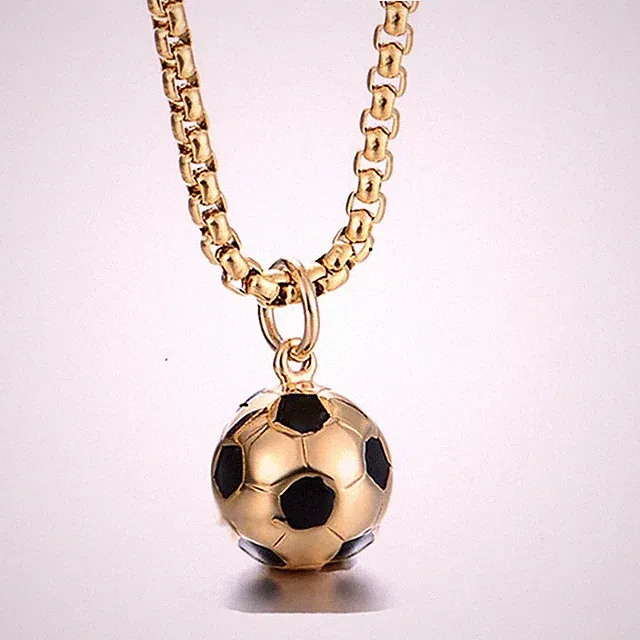 JXC Cool Boys Neat Small World Cup Soccer Ball Pendant Necklace Stainless Steel