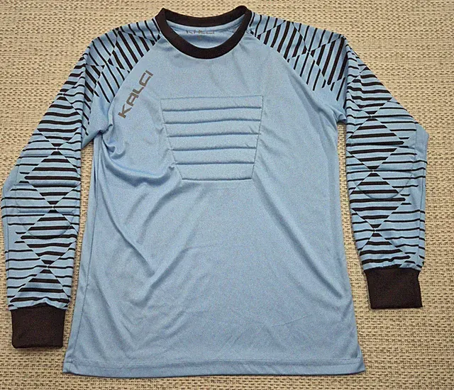 Kalci Shirt Boys Large Blue Padded Goalkeeper Long Sleeve Soccer Youth Jersey