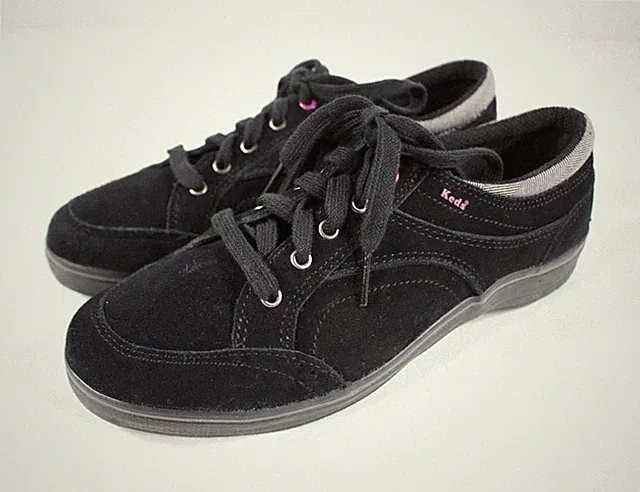 Keds Shoes Women's 7.5 Suede Leather Kick Sneakers WH45043M Black