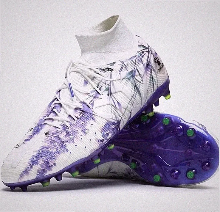 KELME Flash 3.0 Pro Soccer Cleats EU 44 White Purple Laceless High Top MG