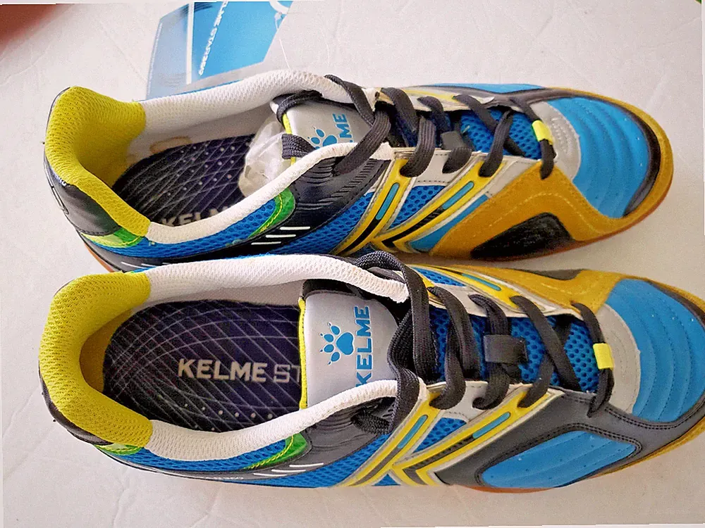 KELME Indoor Soccer Michelin Mens Leather SZ:US 7 Turqoise-Yell-BLk BrdNew-W/Box