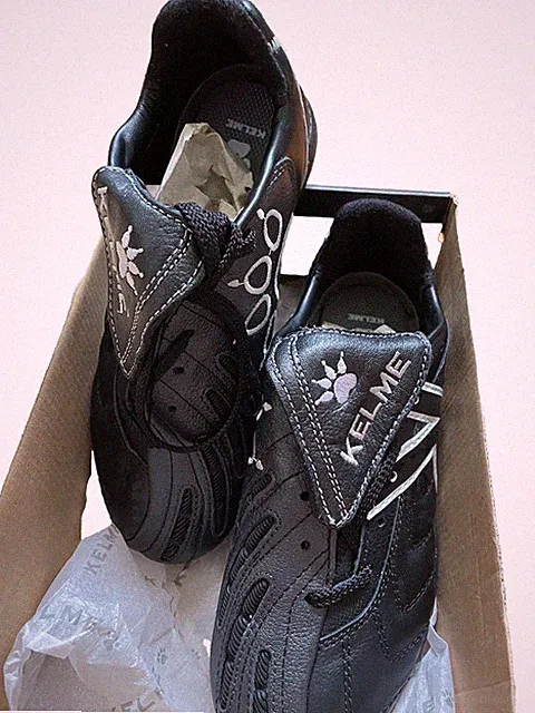Kelme Master Serena Jr Turf LEATHER Soccer Shoes 56121 Black US Sz 4 W/ Box