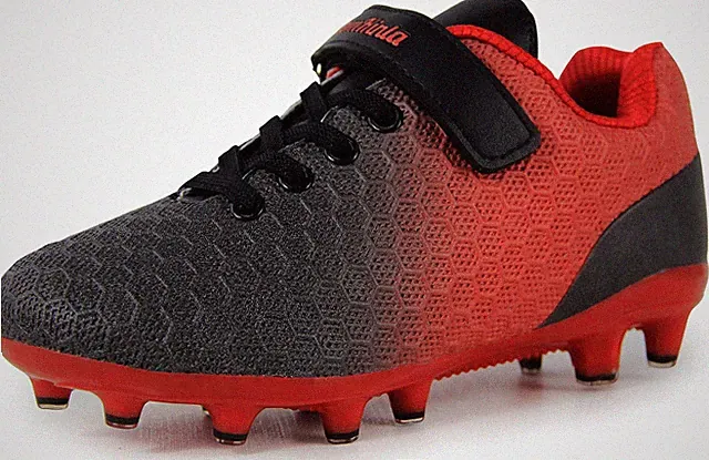 Kid's FG Soccer Cleats Athletic Outdoor Soccer Shoes Black Red Size 12 M US L...