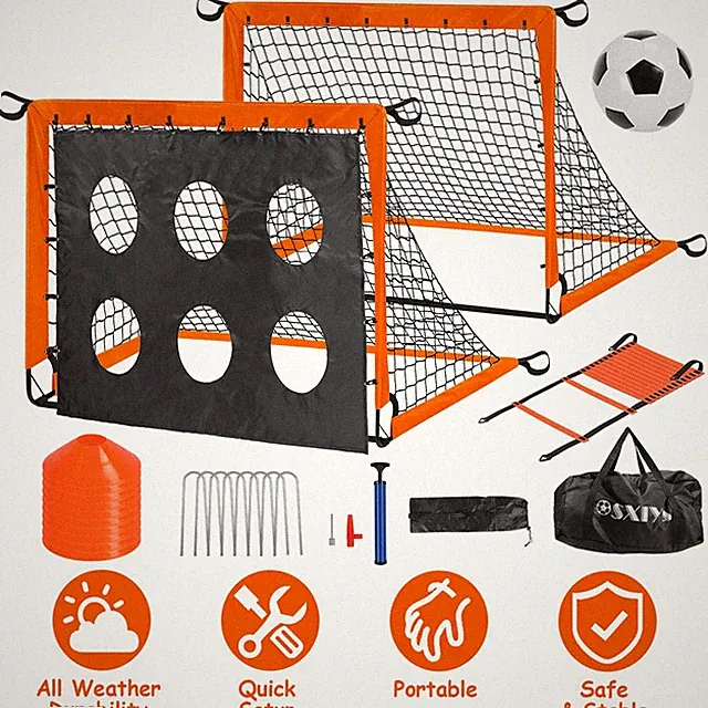 Kids Backyard Goal Net Training Equipment with Soccer Ball Agility Ladder Cones