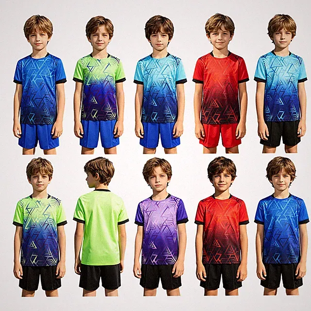 Kids Boys Football Costume Running Sports Quick Dry T-Shirt & Shorts Set Soccer