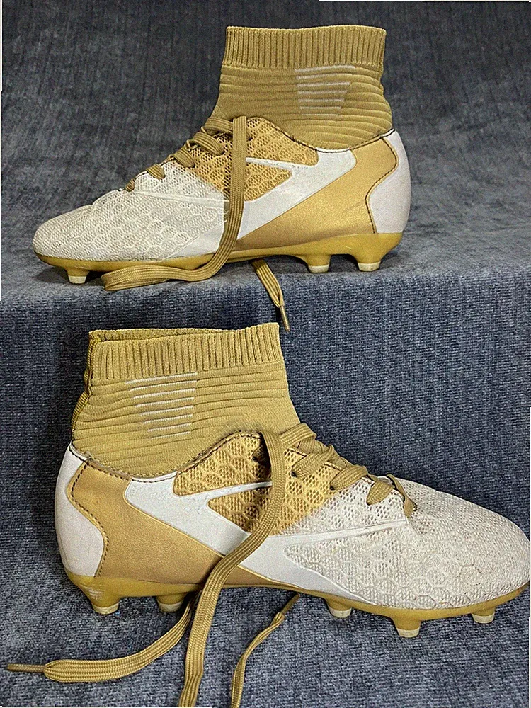 Kids Boys Girls PU High Top Soccer Football shoes Outdoor Indoor Soccer Cleats