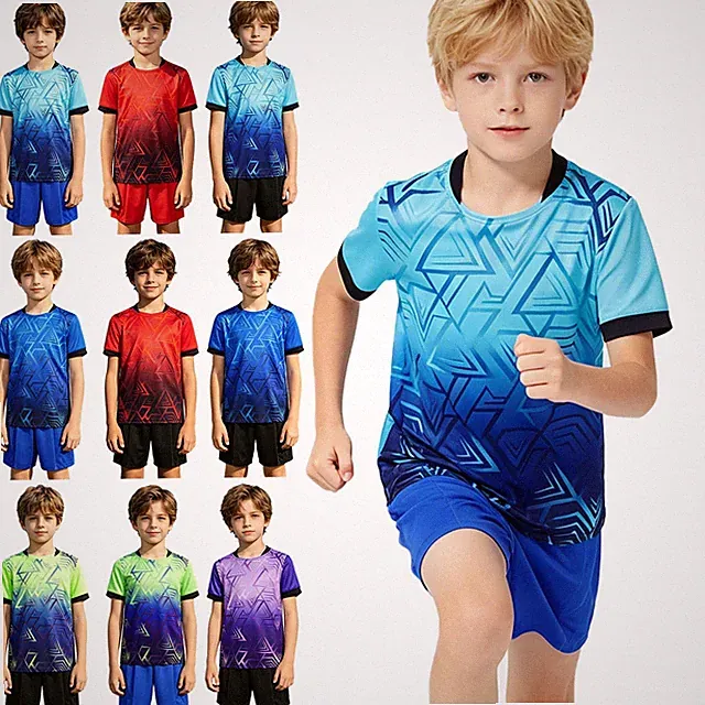 Kids Boys Soccer Jerseys and Shorts Set Football Sports Team Training Uniform