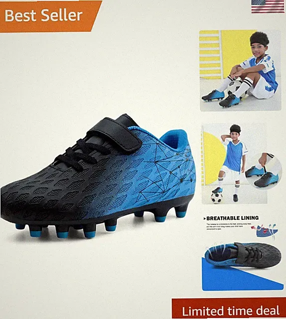 Kids Firm Ground Soccer Cleats Boys Girls Athletic Outdoor Football Shoes