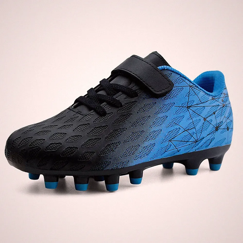 Kids Firm Ground Soccer Cleats Boys Girls Athletic Outdoor Football Shoes Black