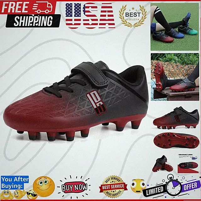 Kids Firm Ground Soccer Cleats Boys Girls Athletic Outdoor Football Shoes