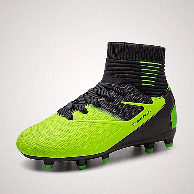 Kids Football Soccer Cleats,Dark/Blue/Neon/Green,2 Little Kid