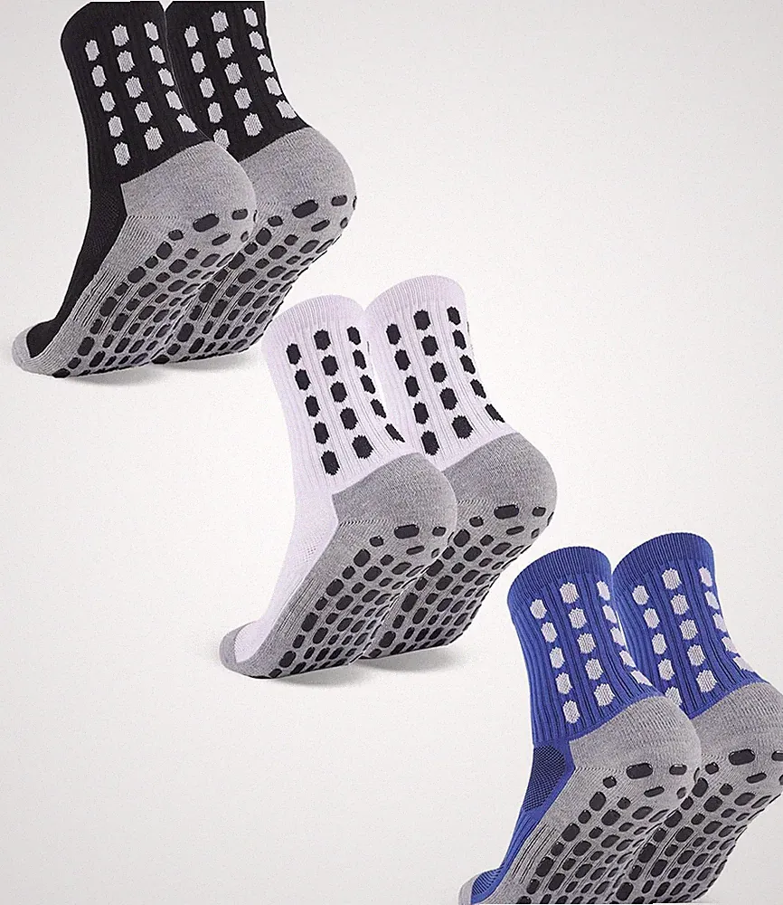 Kids Grip Athletic Socks 3 Pairs Soccer anti Slip Sports Socks Medium