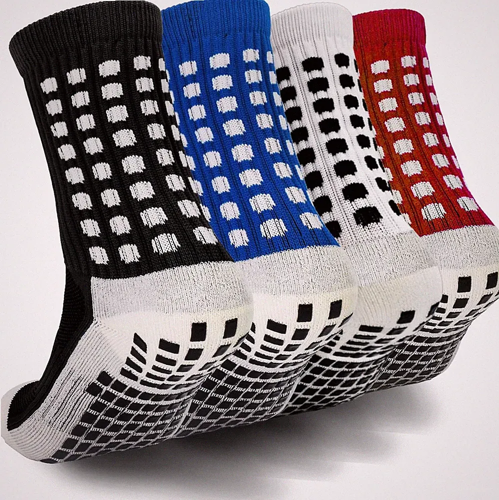 Kids Grip Athletic Socks 4 Pairs Soccer anti Slip Sports Socks for 8-12 Years
