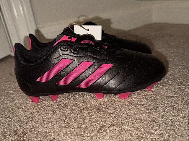 Kids Size 10K Black Pink Adidas Goletto VIII FG J Soccer Cleats GX6907