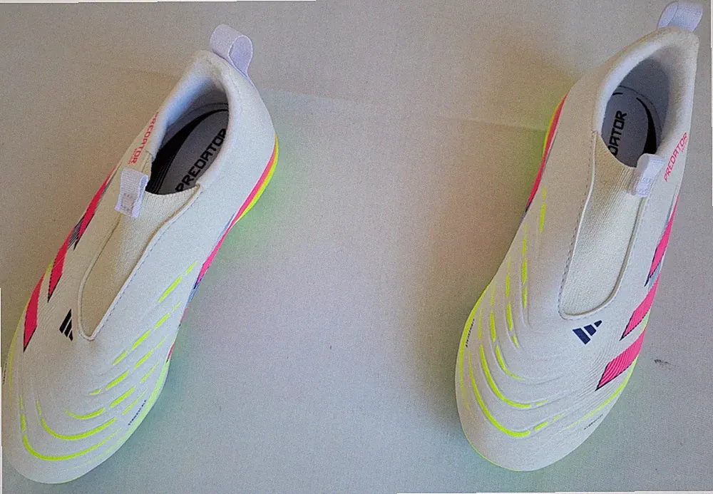 Kids Size 13K White/Pink Adidas Predator League Laceless FG Soccer Cleats ID3754