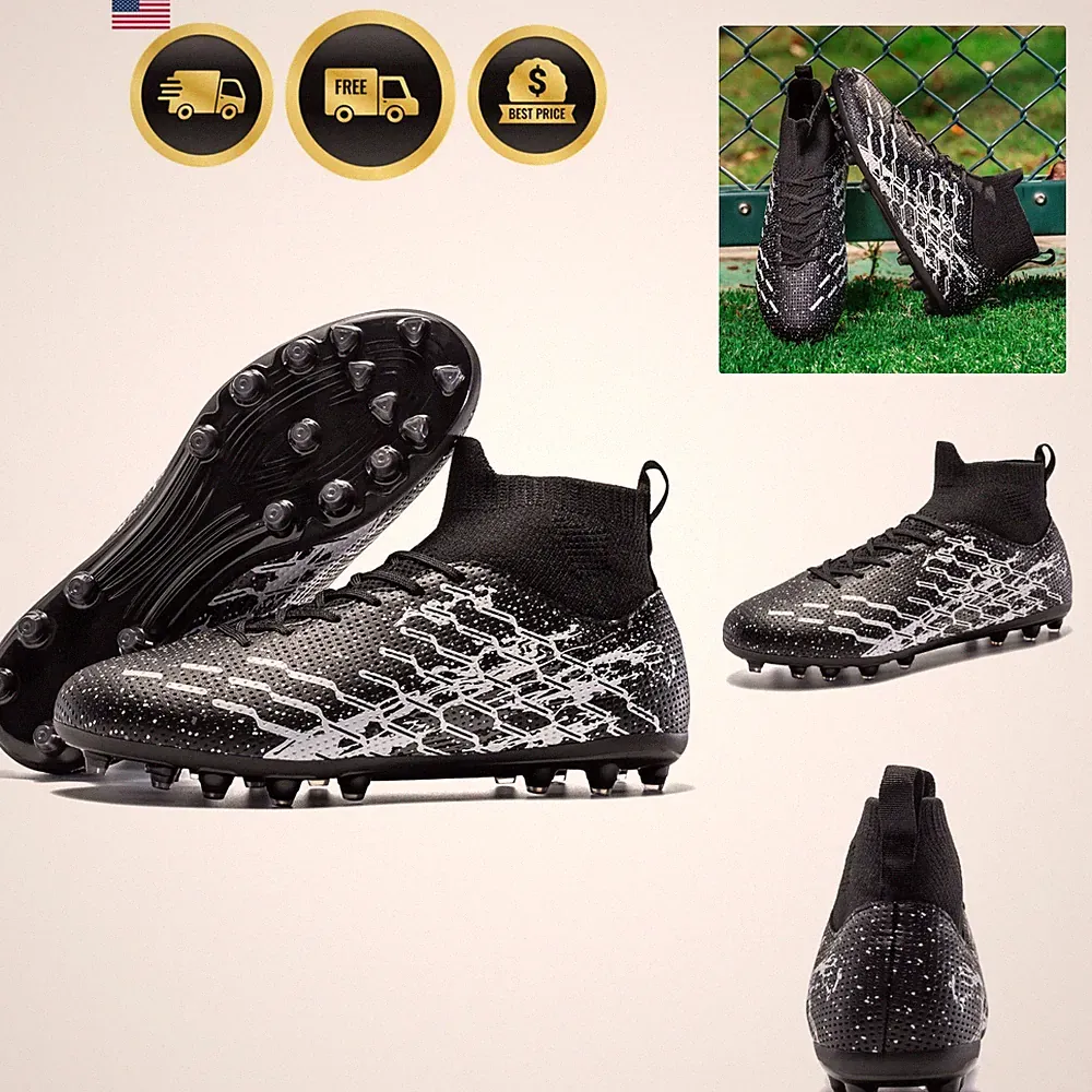 Kids Slip On Soccer Cleats for Boys Girls Youth Training Football Shoes